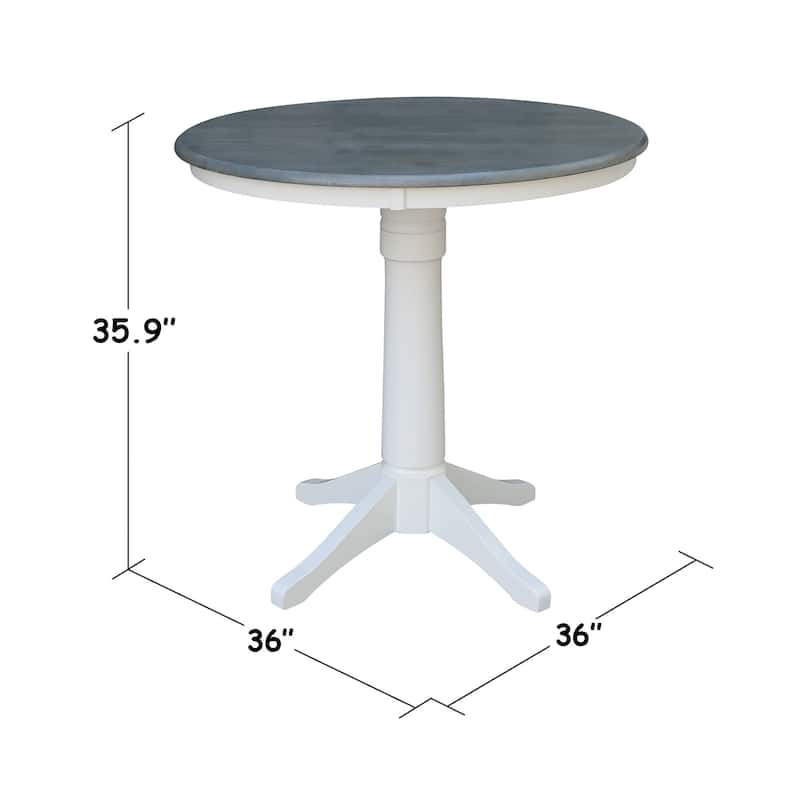 36" Round Top Pedestal Table - White/Heather Gray - N/A