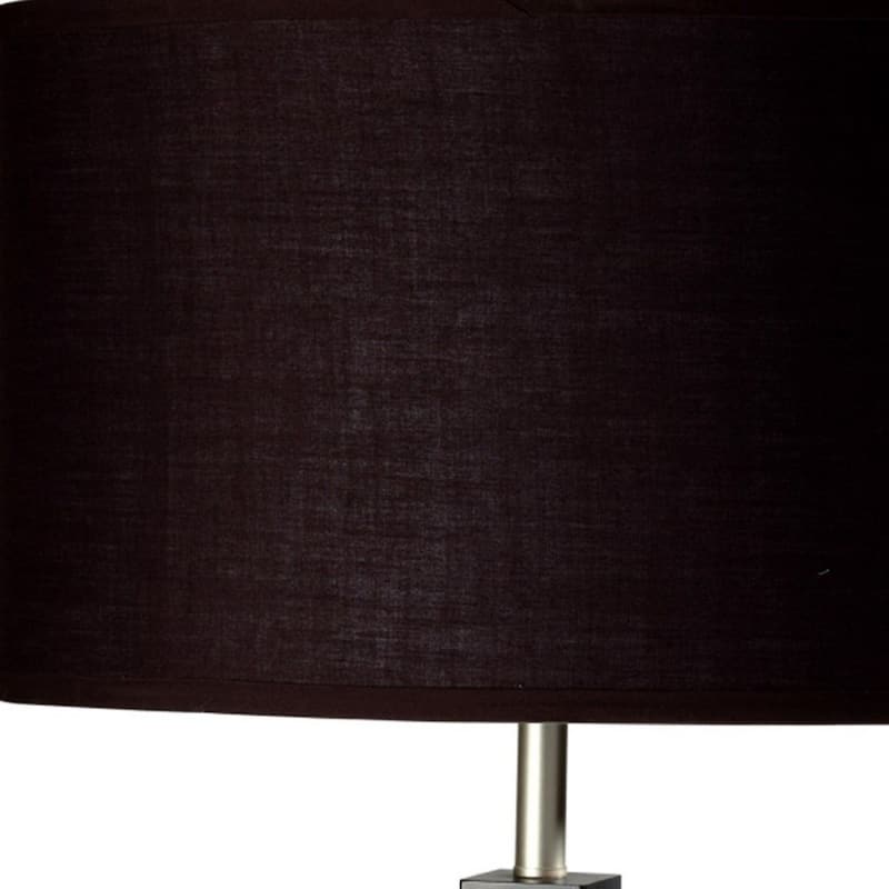 30" Black Polyresin Table Lamp With Brown Classic Drum Shade - 17" x 11" x 30"