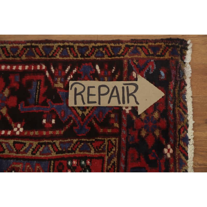 Hand Knotted Oriental 100% Wool Carpet Traditional Medallion Red Heriz Area Rug - 9' 8'' X 6' 11''
