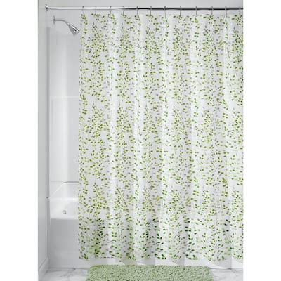 Vine Waterproof PEVA Bathroom Shower Curtain - 72" x 72", Green/White