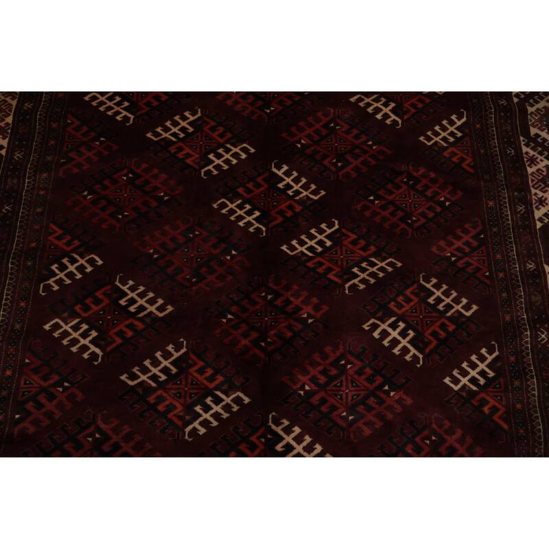Hand Knotted Oriental 100% Wool Carpet Traditional All-Over Red Turkoman Area Rug - 11' 4'' X 7' 7''