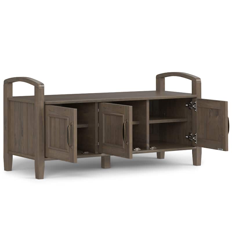 WYNDENHALL Rowan SOLID WOOD 44 inch Wide Transitional Entryway Storage Bench in Smoky Brown - 18"d x 44" w x 22"h