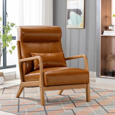 Single Lounge Armchair with Solid Wood Frame