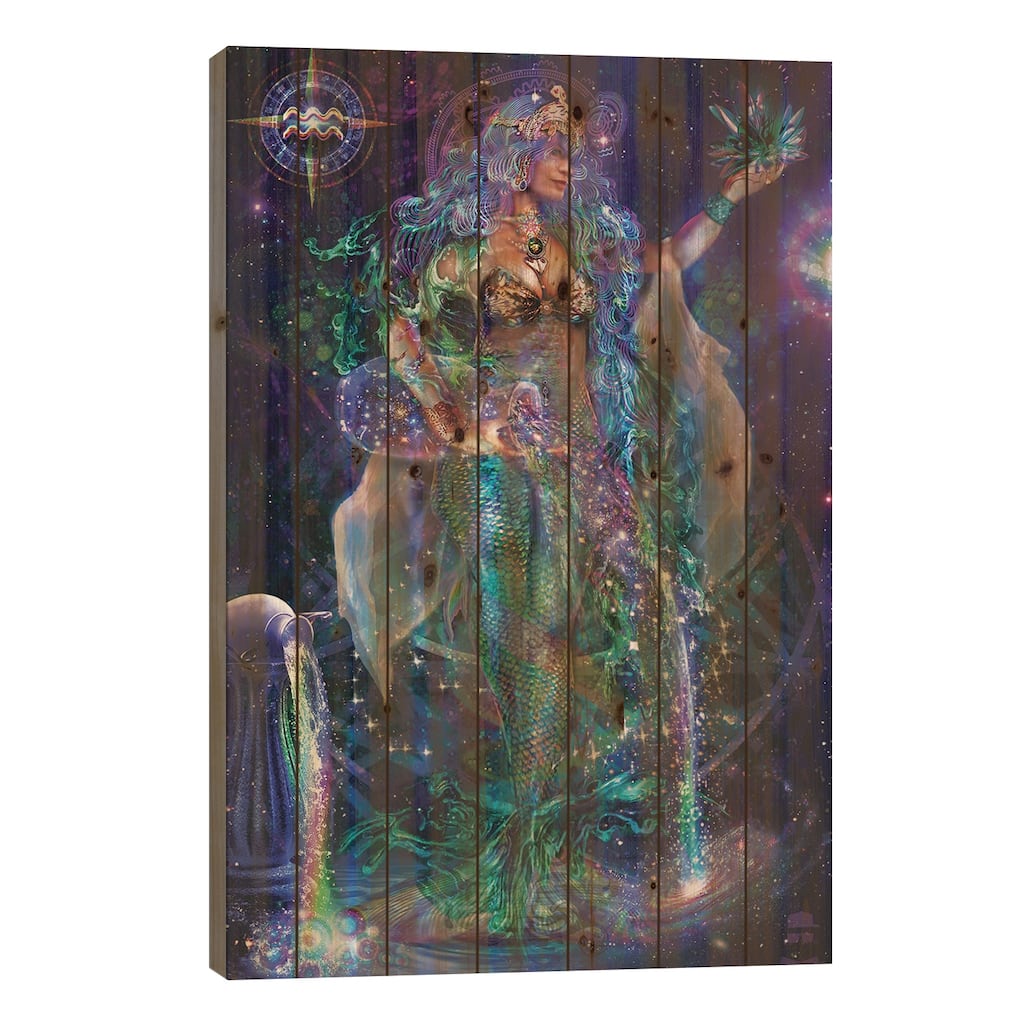 Aquarius Print On Wood by Jumbie - Multi-Color