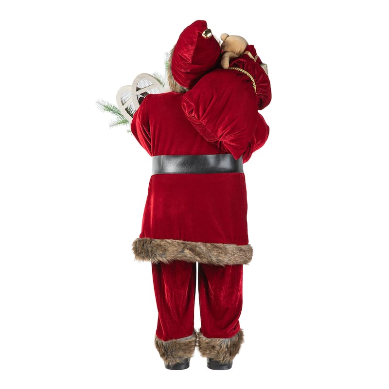 Glitzhome 35"H Oversize Faux Fur Christmas Santa Figurines