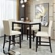 preview thumbnail 2 of 1, 5-Piece Beige Wood Counter Height Dining Table Sets