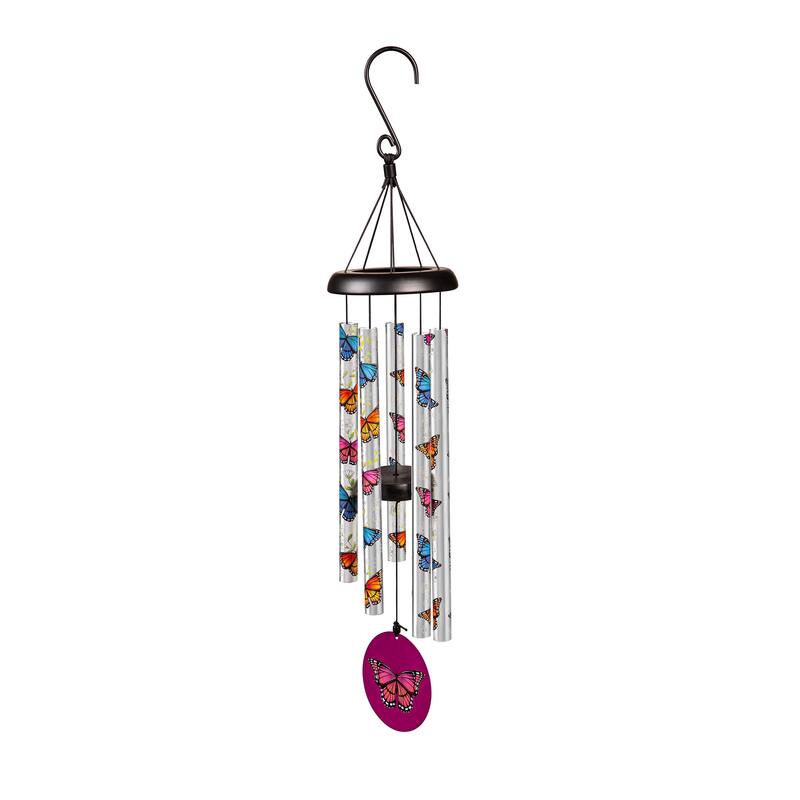 27 in. Printed Hand Tuned Metal Wind Chime, Butterfly