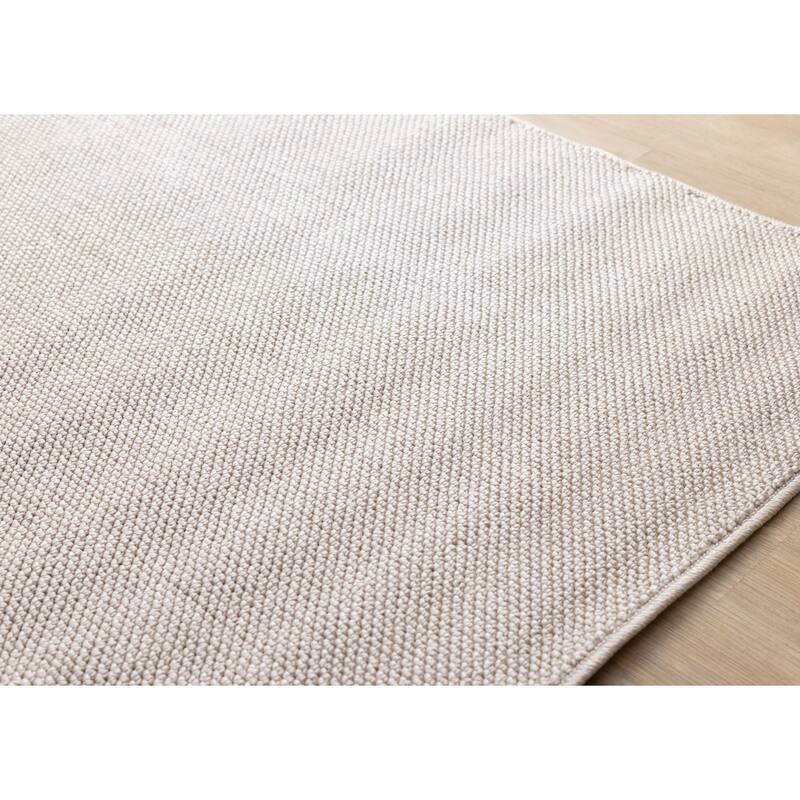 Solid Two-Tone Looped Area Rug in Cream Beige