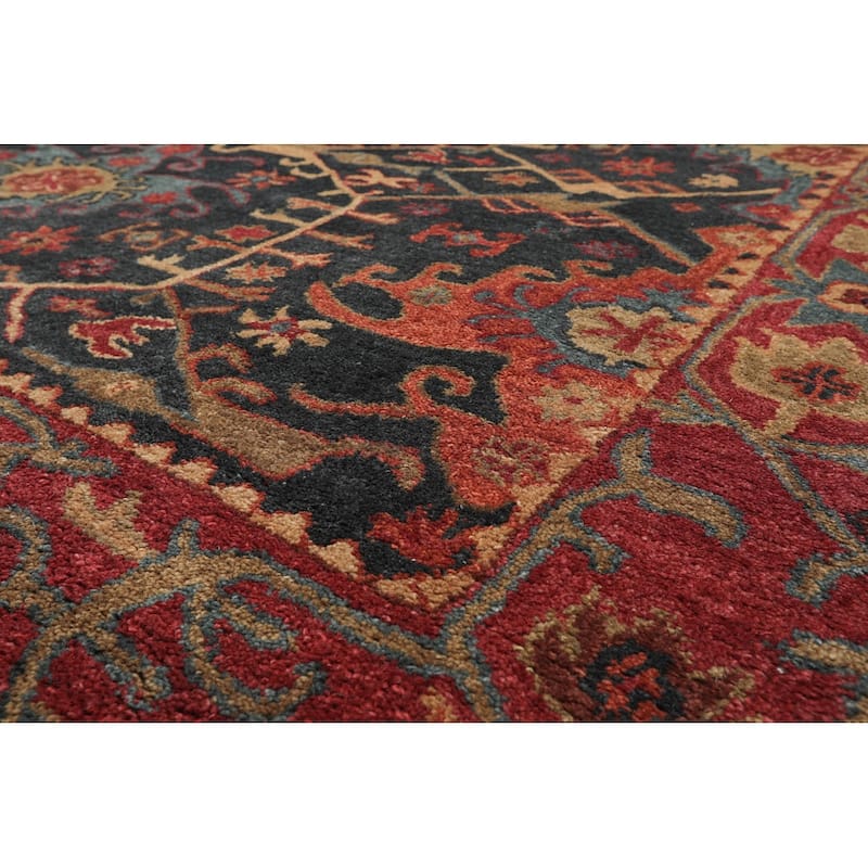 Hand Tufted Hand Made Wool Arts & Crafts Oriental Area Rug Dark Blue