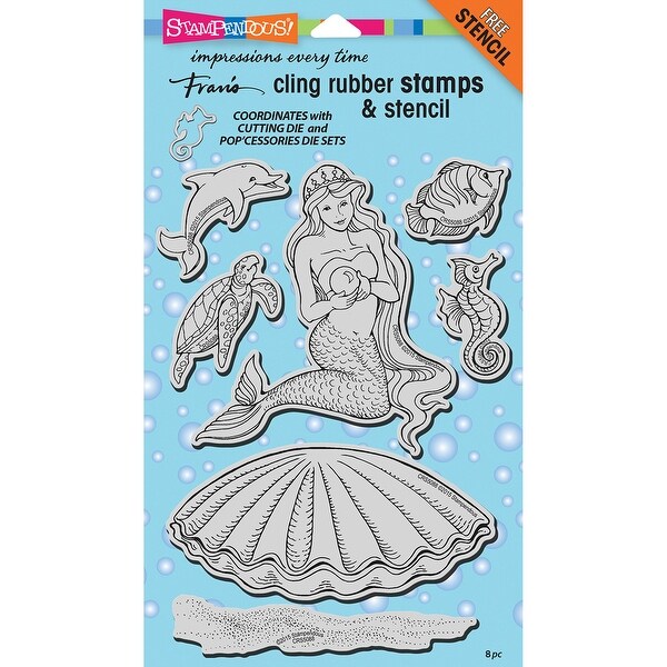 Stampendous Cling Stamps & Stencils 5"X7"-Mermaid