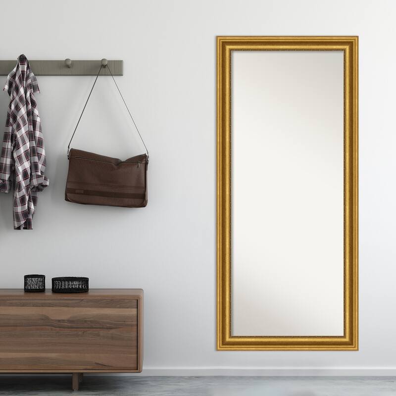 Non-Beveled Wood Full Length Floor Leaner Mirror - Parlor Frame - Glass Size 24 x 60