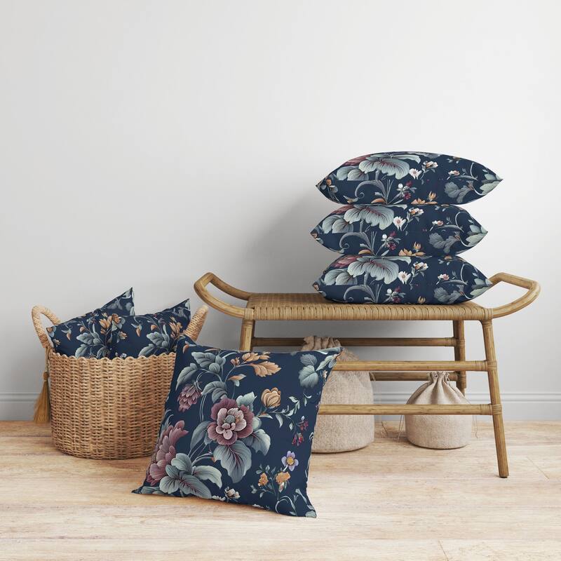 Orchit Magic Faux Suede Reversible Throw Pillow Indigo and Purple