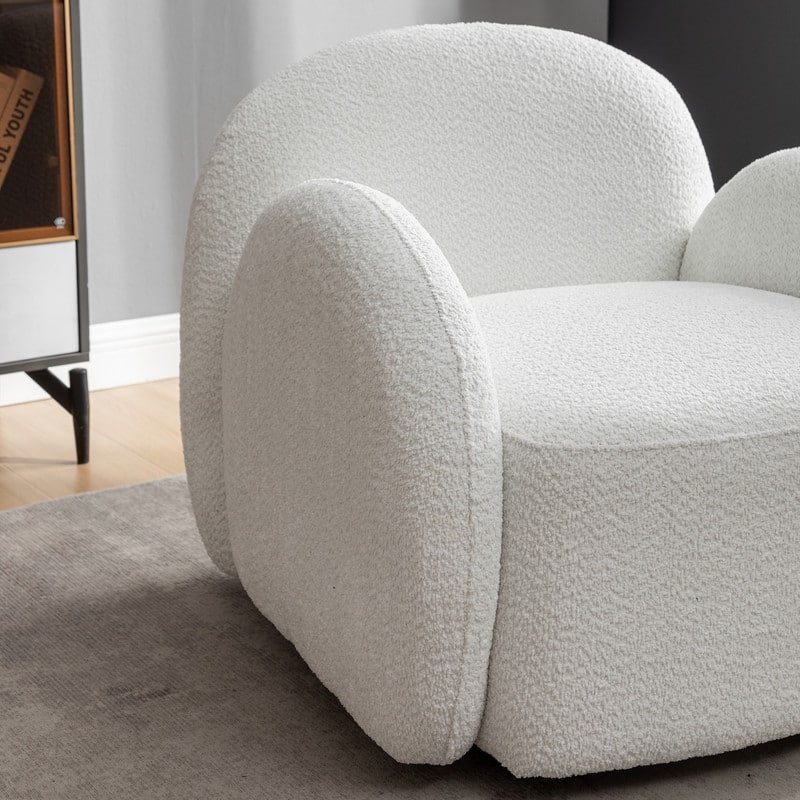 SEYNAR Modern Glam Boucle Upholstered 360 Degree Swivel Accent Armchair, Barrel Chair for Living Room