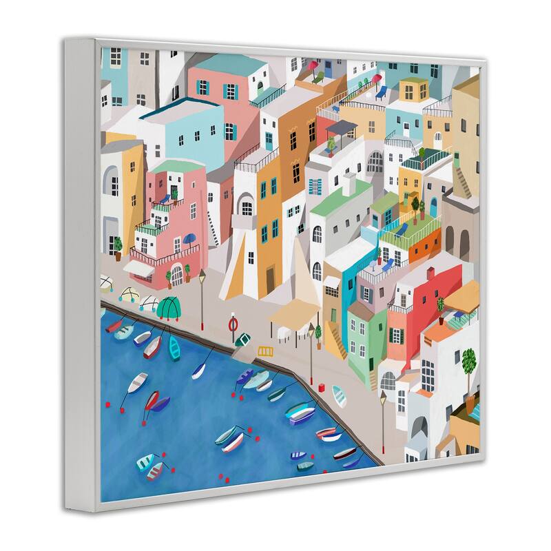 Stupell Coastal Town Harbor Framed Giclee Art Design By Carla Daly