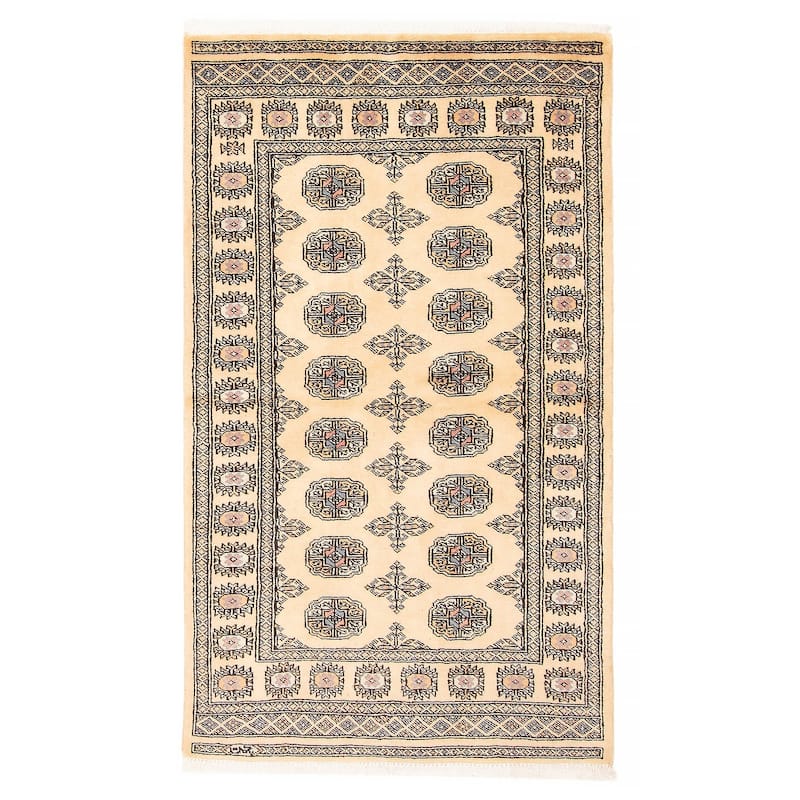 ECARPETGALLERY Hand-knotted Peshawar Bokhara Beige Wool Rug - 3'1 x 5'4 - 3'1 x 5'4 - Beige