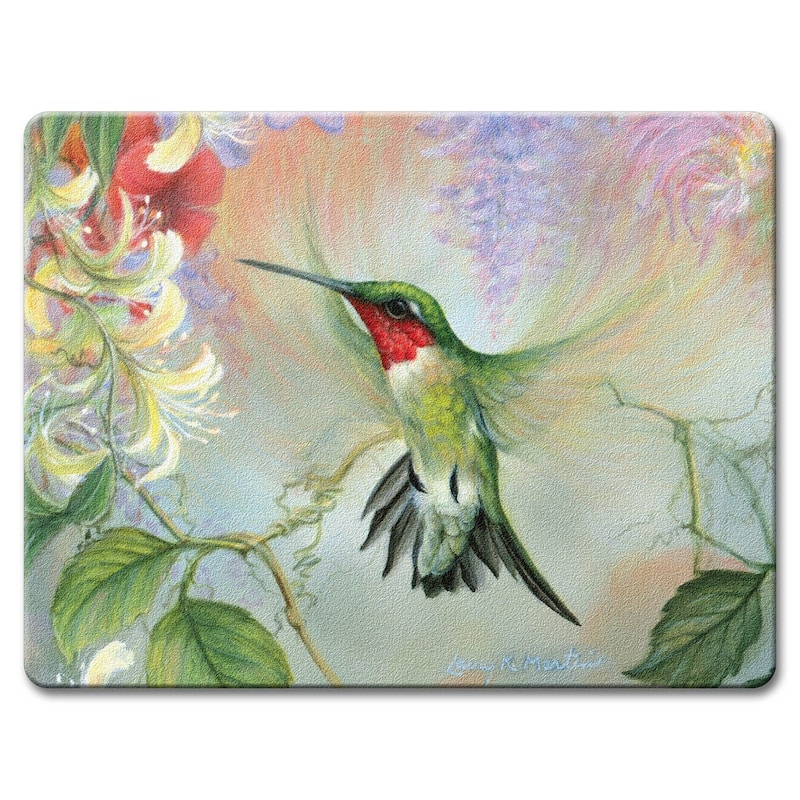 Counterart Glass Cutting Board Counter Saver 12"x15" , Nature's Gift Of Feathers - 12x15x.162