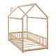 preview thumbnail 8 of 7, Twin Size Pine Wood House Bed Frame with Guardrails & Slats, Natural