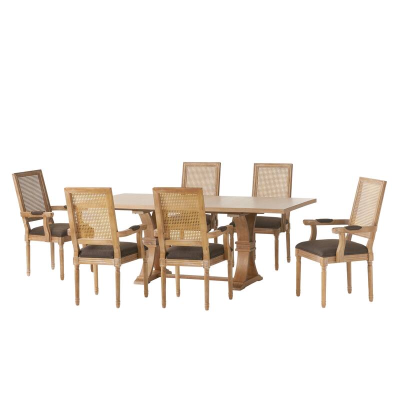 Maria Fabric and Rubberwood Dining Set by Christopher Knight Home