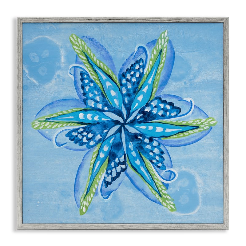Stupell Star Shaped Abstract Flower Framed Giclee Art Design By Liz Jardine - 17 x 17 - Grey