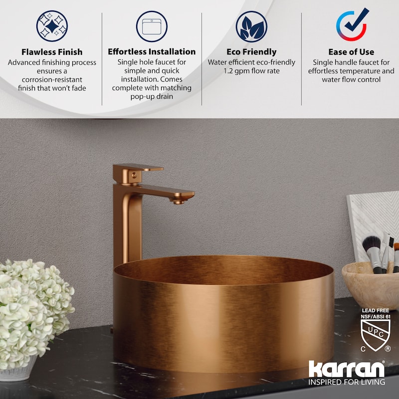 Karran USA KBF512 Venda 1.2 GPM Vessel Single Hole Bathroom Faucet