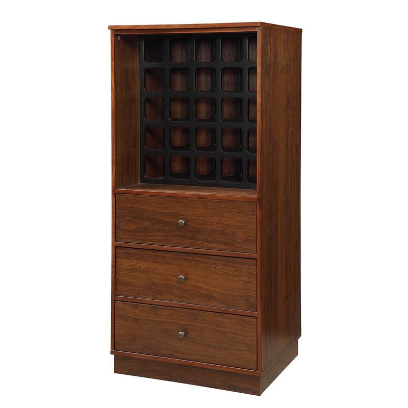 Blissful Walnut Wine Cabinet with Drawer