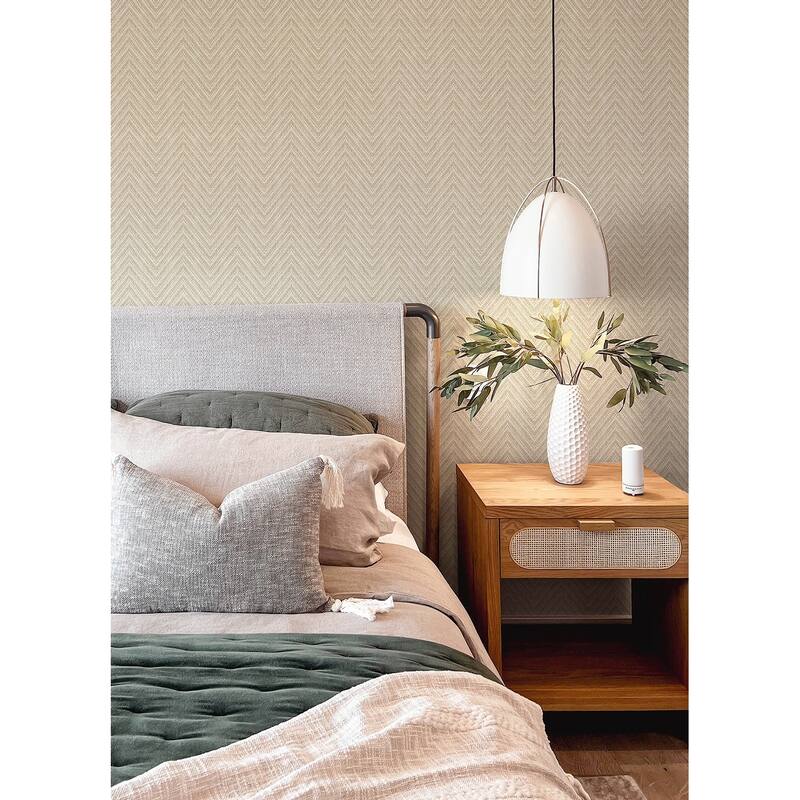 A-Street Prints Glynn Wheat Chevron Wallpaper