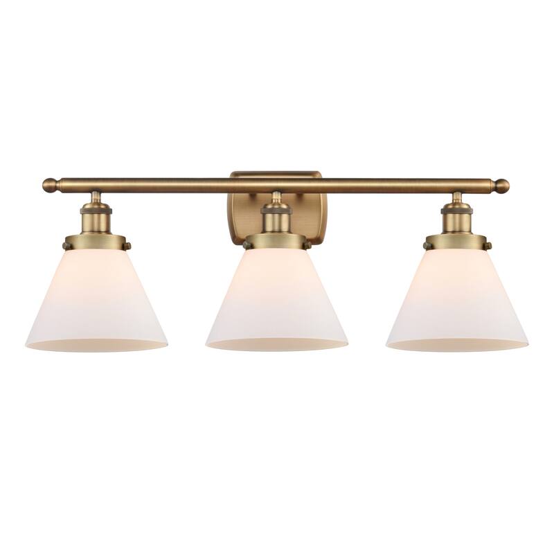 Innovations Lighting 916-3W-13-28 Cone Vanity Cone 3 Light 28" Wide - Brushed Brass / Matte White