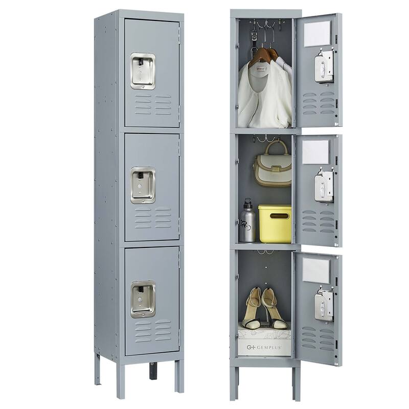 3 Door 66"H Metal Lockers With Lock