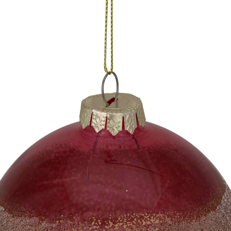 4" Pink and Gold Glitter Frosted Glass Ball Christmas Ornament