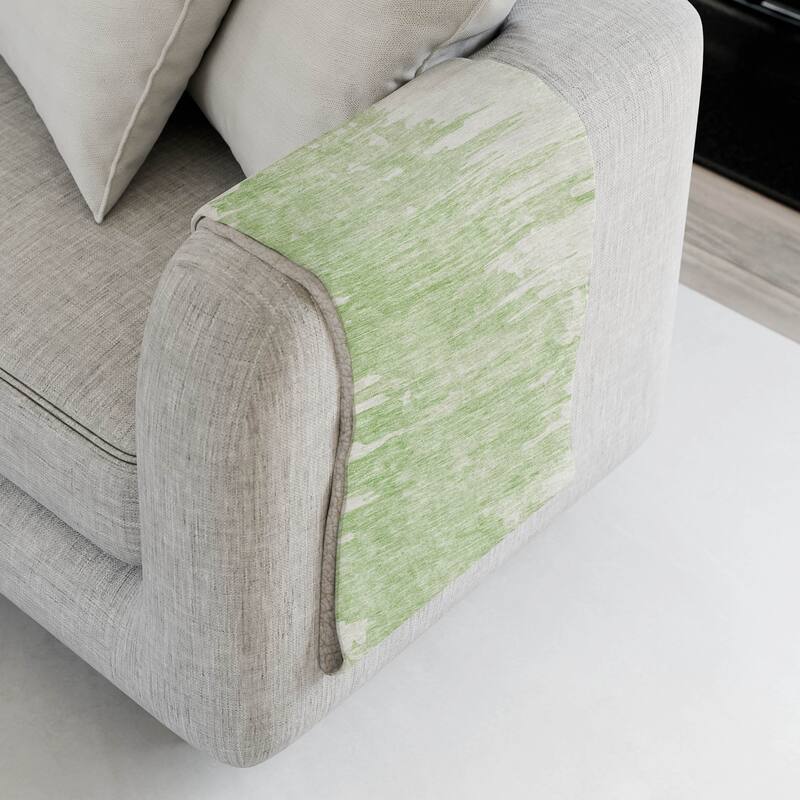 Premium Machine Washable Abstract Contemporary Sherpa Throw Blanket - Aloe - 4'2" x 5'10"