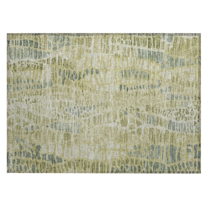 Machine Washable Indoor/ Outdoor Modern Imprints Chantille Rug