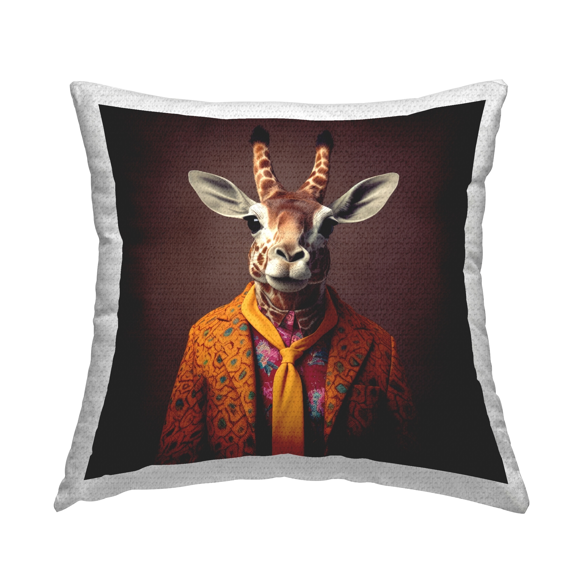 Stupell Giraffe in Trendy Suit Printed Outdoor Throw Pillow Design by Lazar Studio