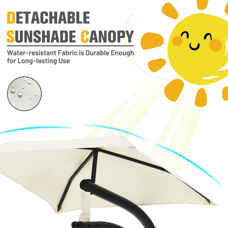 Patio Hanging Hammock Chaise Lounge Chair with Canopy Cushion for Outdoors - 47'' x 70'' x 82'' (L x W x H)