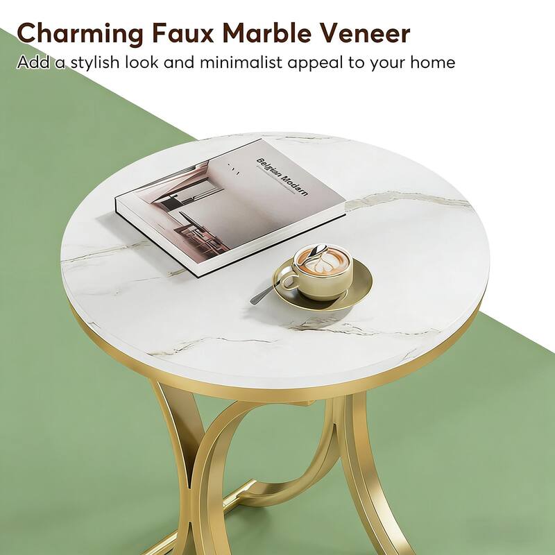 Versatile Design Sofa Side Table, Chic Round End Table, Narrow Coffee Table