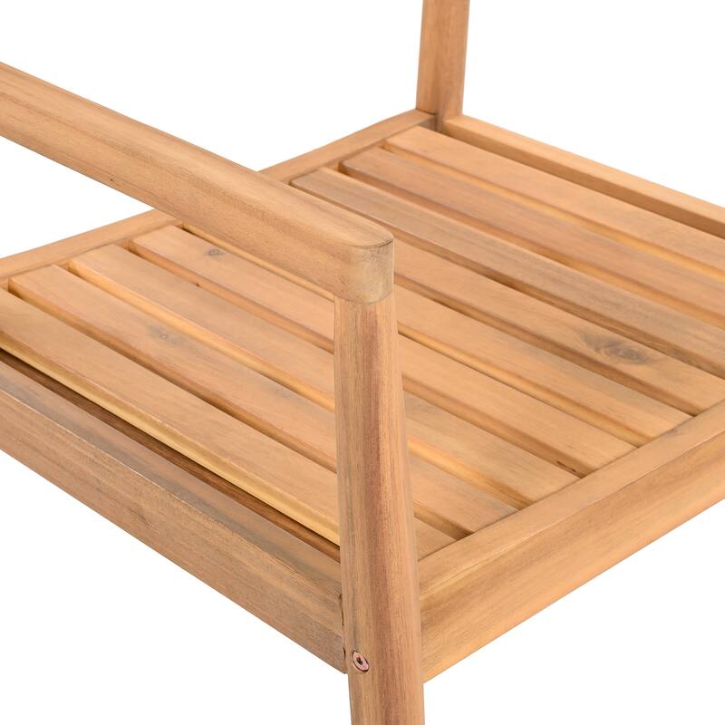 Outdoor 2 Piece Wooden Woven Dining Chair with Armrests Ropes for Terrace Restaurant Kitchen Living Room Balcony