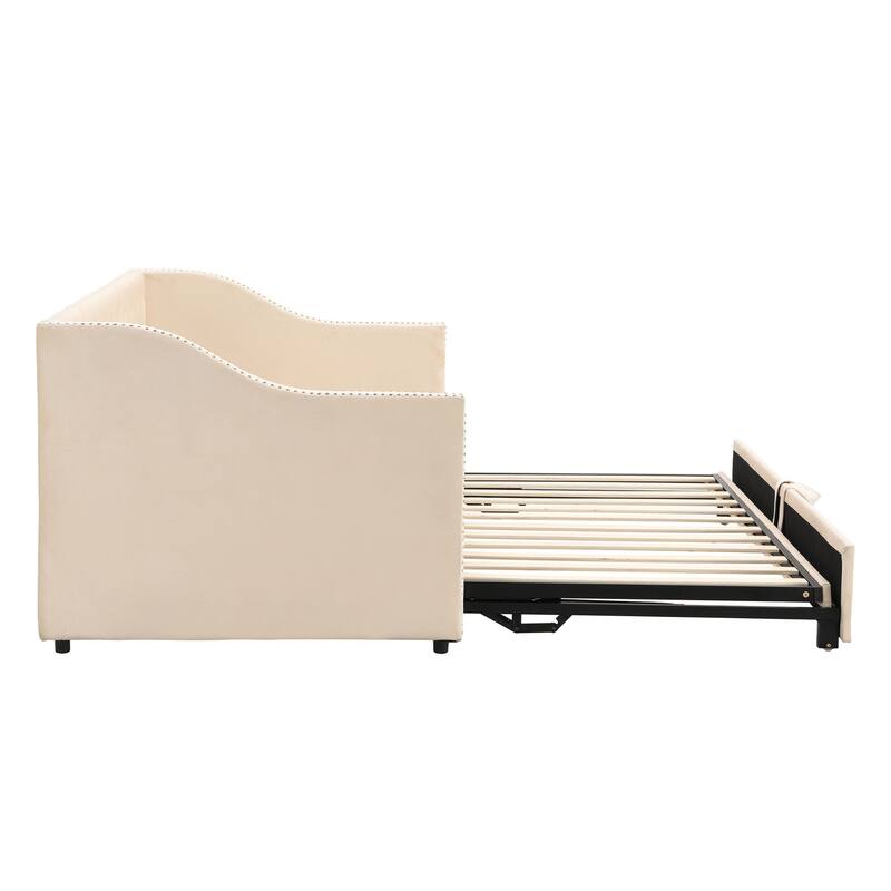 Upholstered Sofa Bed with Pop-Up Bed Frame