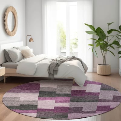 Machine Washable Indoor/ Outdoor Chantille Contemporary Blocks Rug