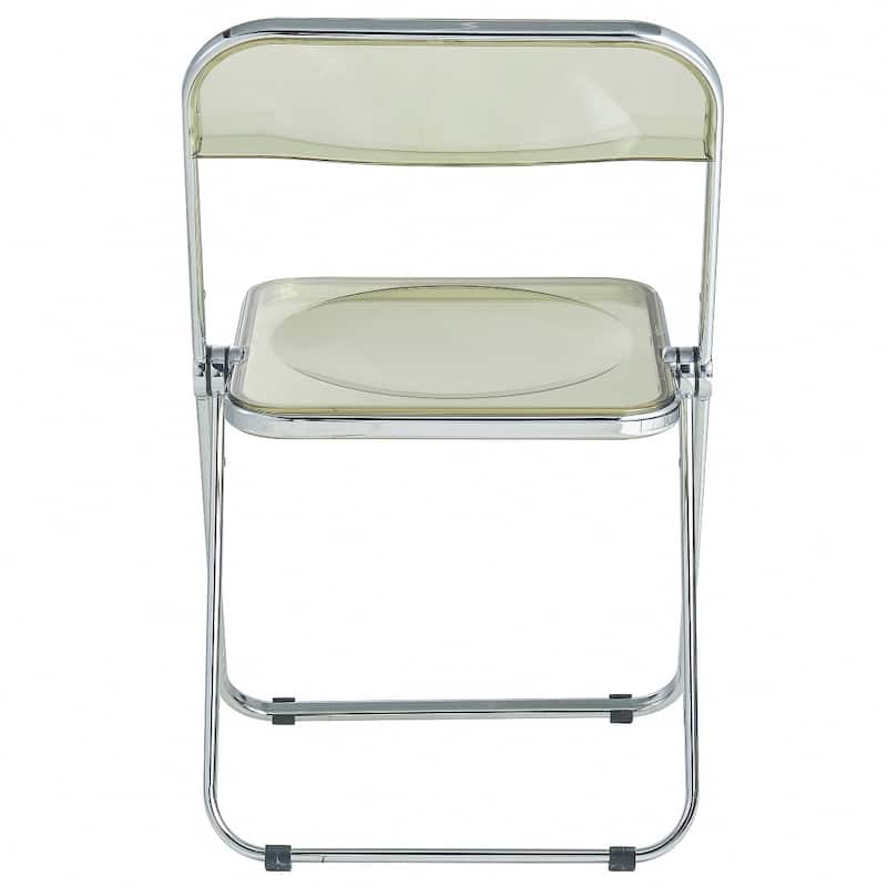 LeisureMod Lawrence Acrylic Folding Dining Chairs and Dining Table Set