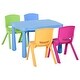 preview thumbnail 8 of 8, Qaba Kids Table and Chair Set 5 Piece Toddler Stackable Furniture, Multicolor - 30.25" x 21.75" x 19.25"