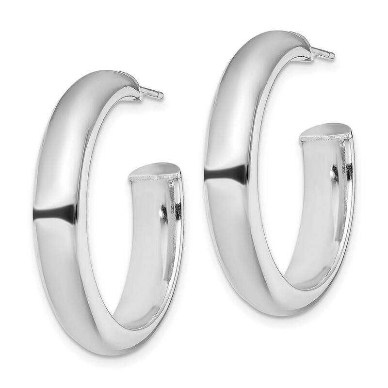 Curata 925 Sterling Silver 30.6x6mm Polished Weddding Band Half Hoop Post Earrings