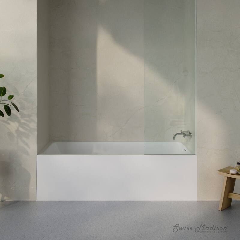 Voltaire 72 X 32 Skirted Right Drain Soaking Alcove Bathtub In Glossy White, Drain Included