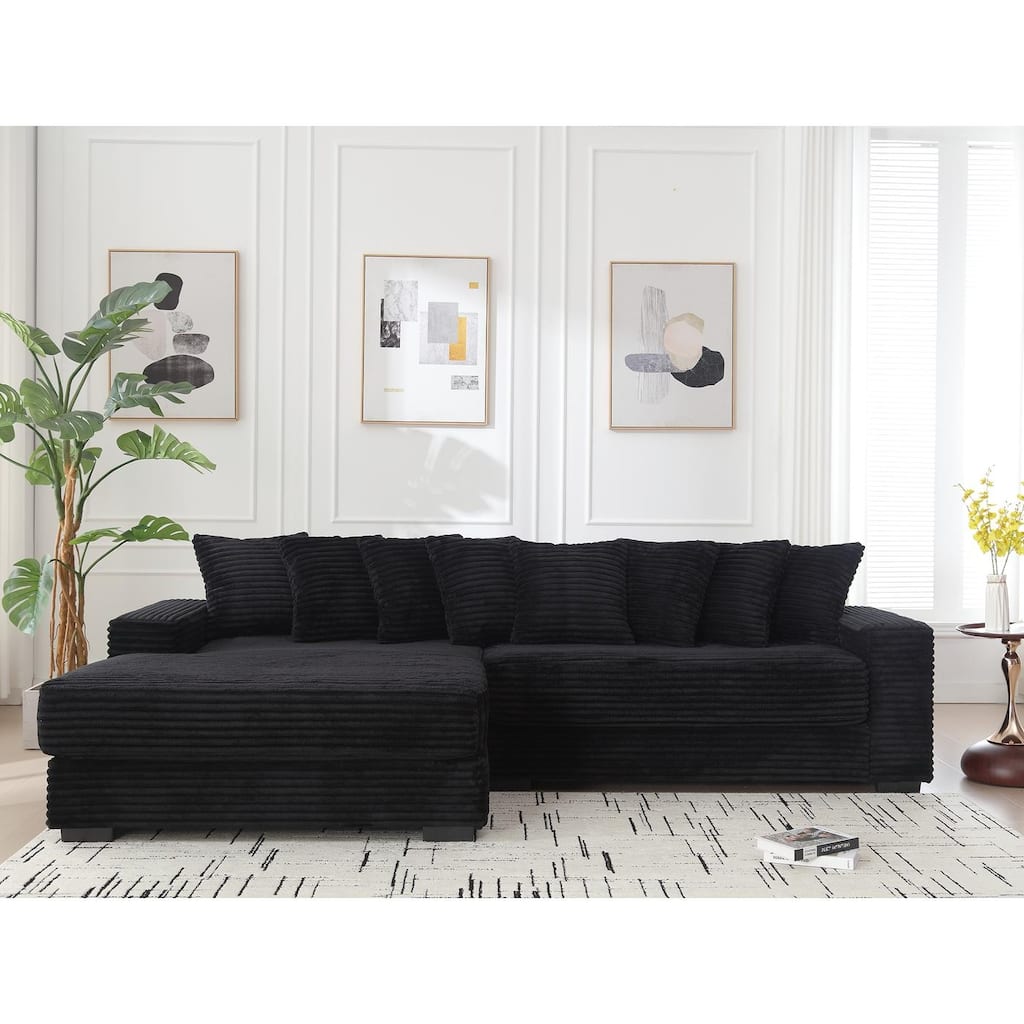 Sofa 111-in Casual Black 2 -seater Left Reclining Sectional - 8' x 10'