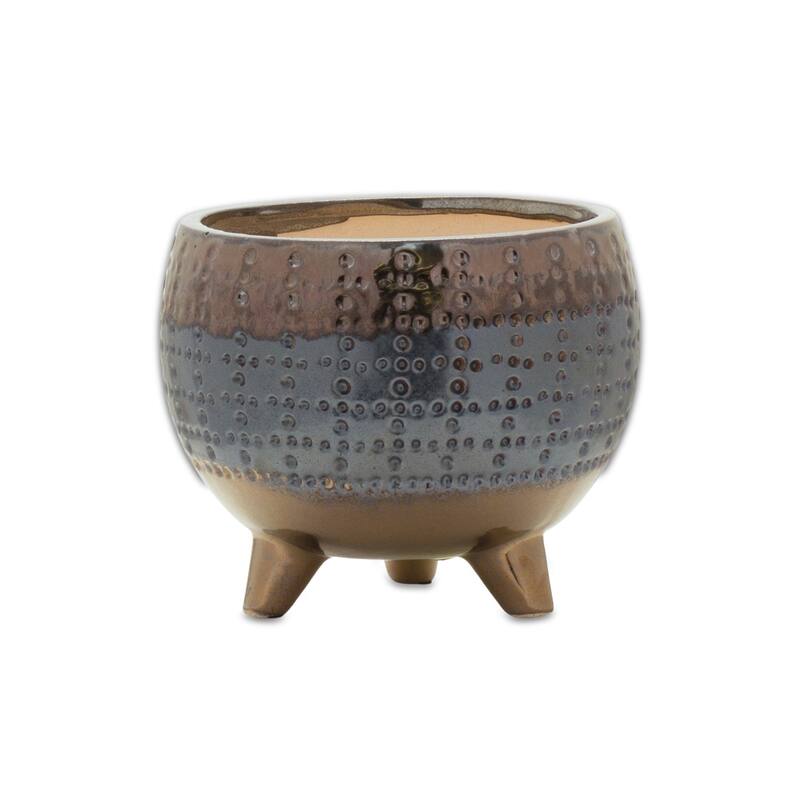 HomeRoots 6" Blue Clay Round Pot Planter - 6.00 in. x 5.25 in. x 6.00 in.