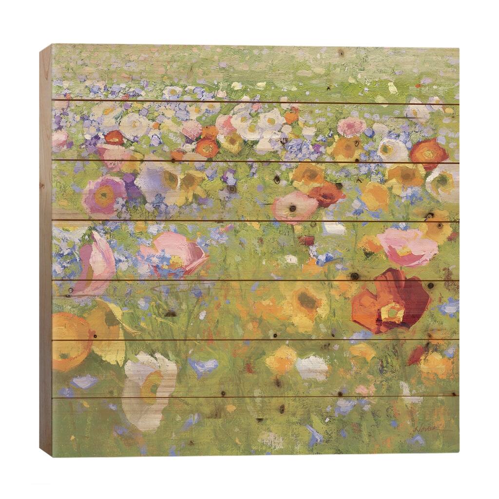 Champ De Fleur I Print On Wood by Shirley Novak - Multi-Color