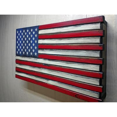 American Furniture Classics Model Large American Flag Wall Hanging Gun Concealment with Two Secret Compartments