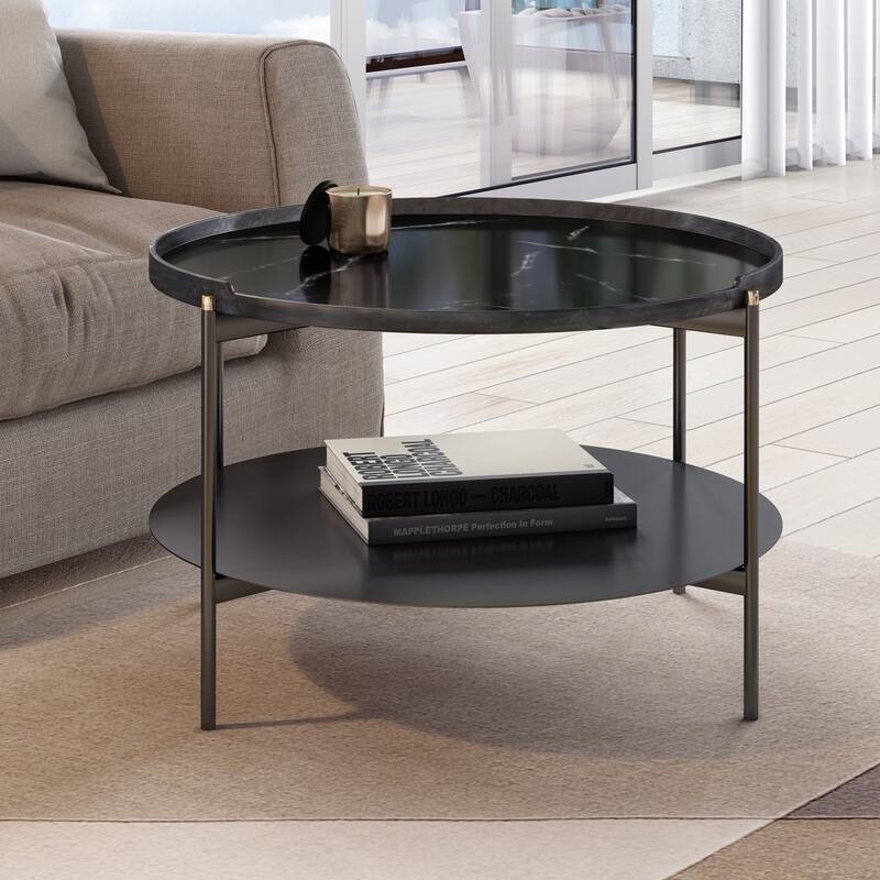 Modrest Randal Modern Round Black Metal Coffee Table