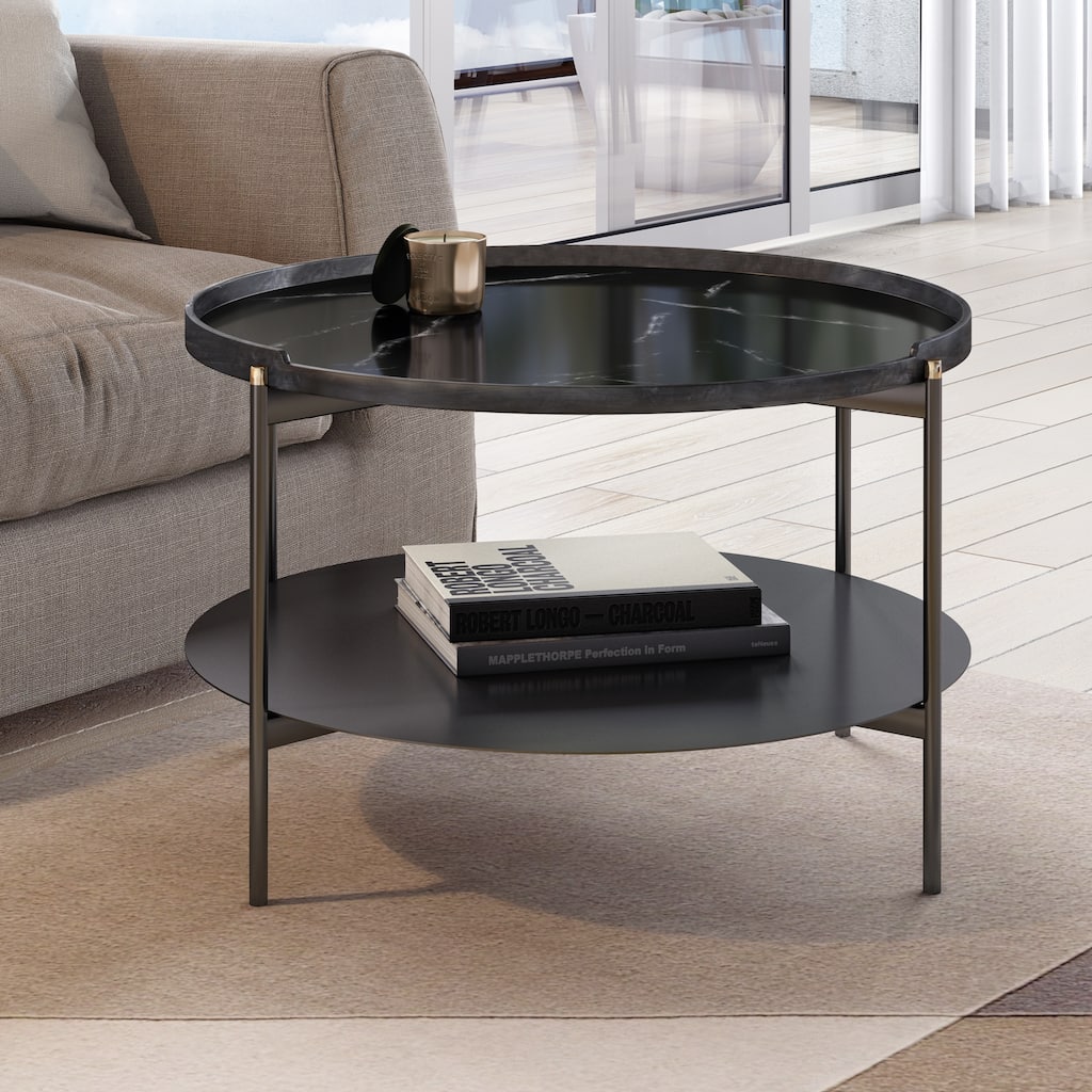 Modrest Randal Modern Round Black Metal Coffee Table