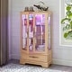 preview thumbnail 3 of 73, GDFStudio - Traditional Storage Lighted Curio Display Cabinet with Glass Doors and Drawer