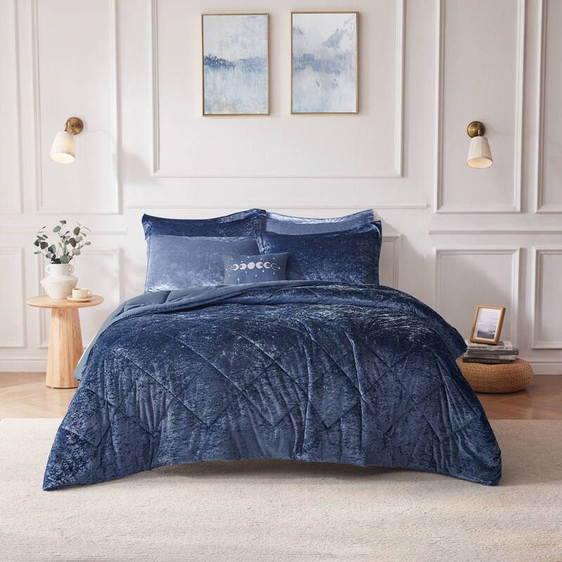 Intelligent Design Isabel Velvet Comforter Set - Navy - Twin XL