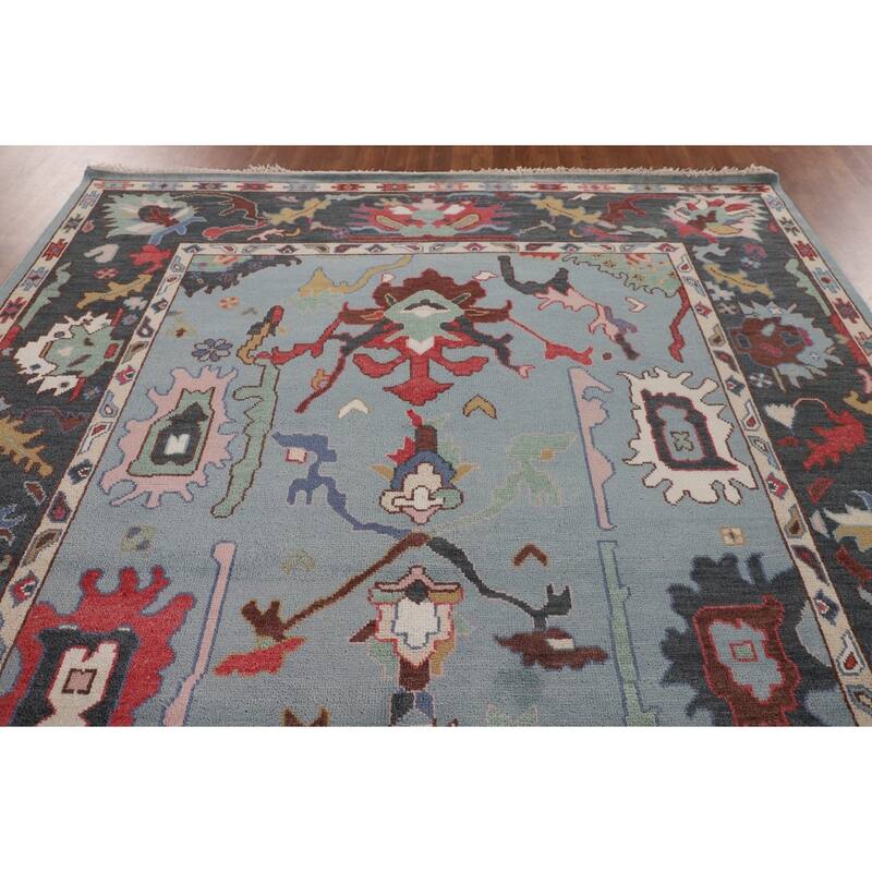 Transitional Oushak Indian Area Rug Handmade Wool Carpet - 8'2" x 9'9"